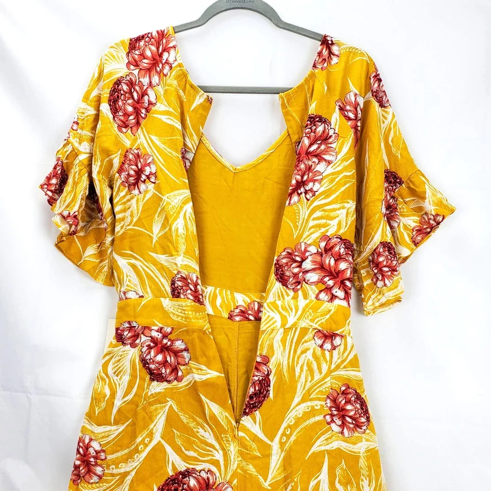 Lulus Garden's Glory Mustard Yellow Floral Print Culotte Jumpsuit - Picture 6 of 13
